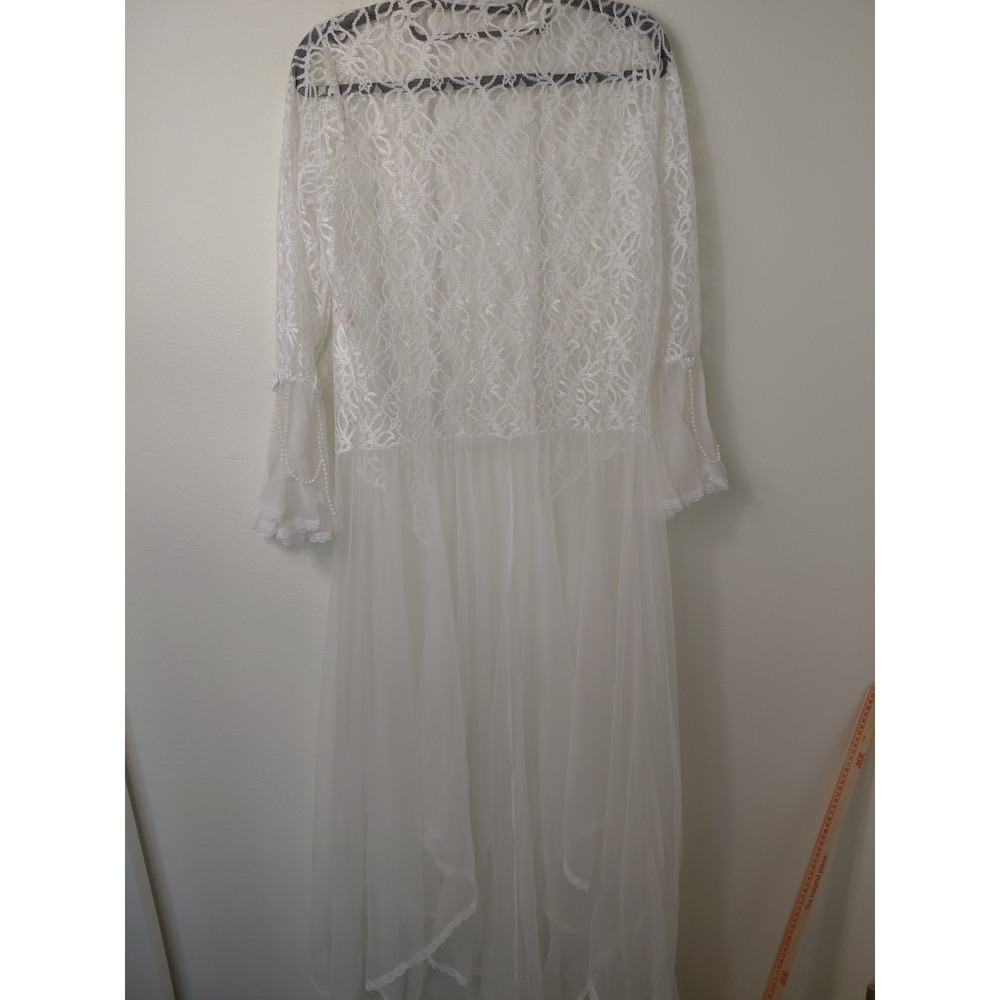 Lace Gown Robe, Sexy Lingerie Wedding Sofia Robe in White Vintage Sz Medium - Picture 4 of 6
